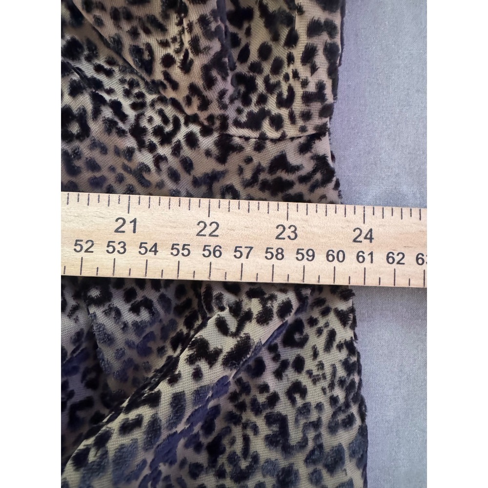 Anthropologie Leopard Print Burnout Velvet Blouse Mock Neck Sheer Top XSP Petite - Picture 8 of 9